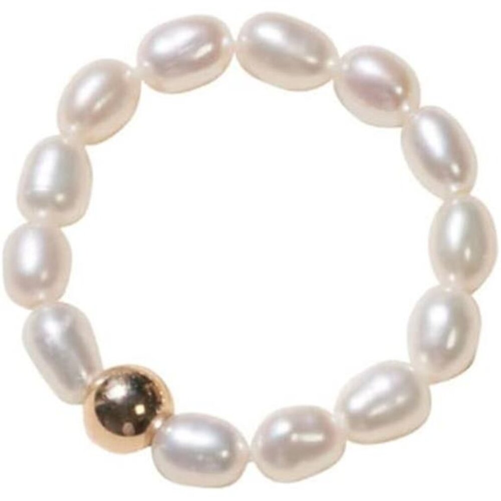 Vintage Boho Cultured Pearl Adjustable Beaded Wrap Ring, Trendy Elastic for Men